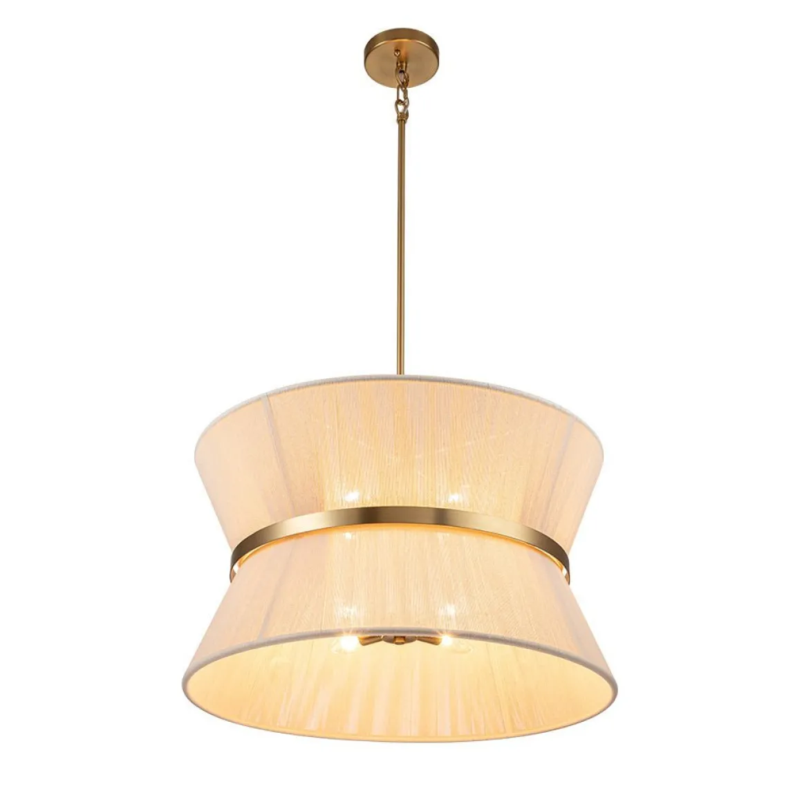 (OpenBox) Boho 2-Tier Woven Thread Tapered Drum Pendant Light