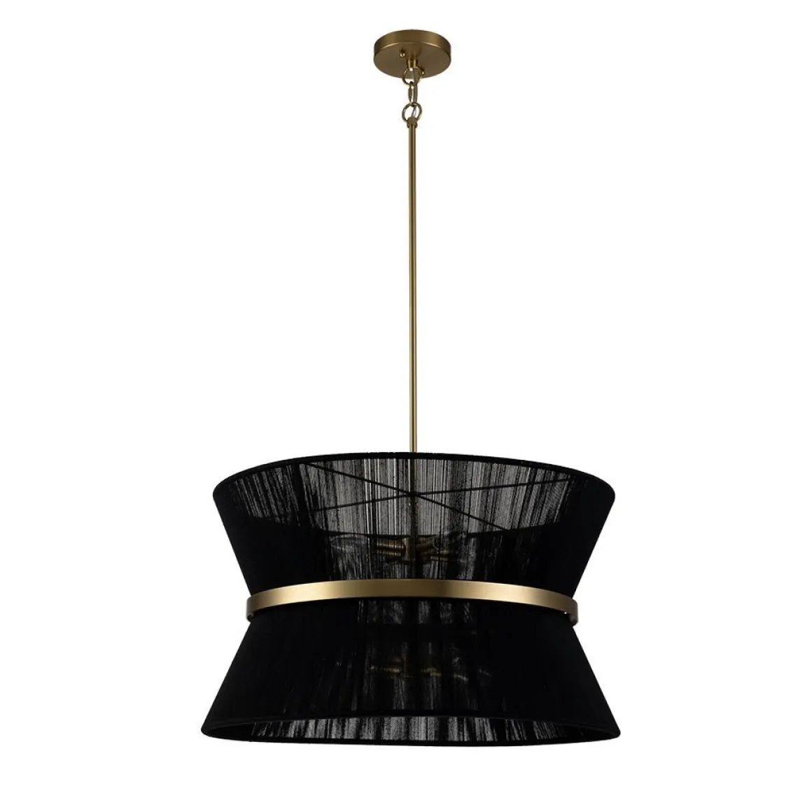 (OpenBox) Boho 2-Tier Woven Thread Tapered Drum Pendant Light