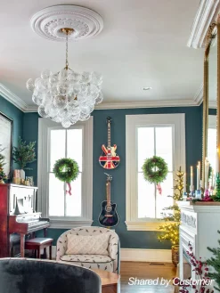 (OpenBox) Brass Cluster Ribbed Glass Globe Bubble Chandelier