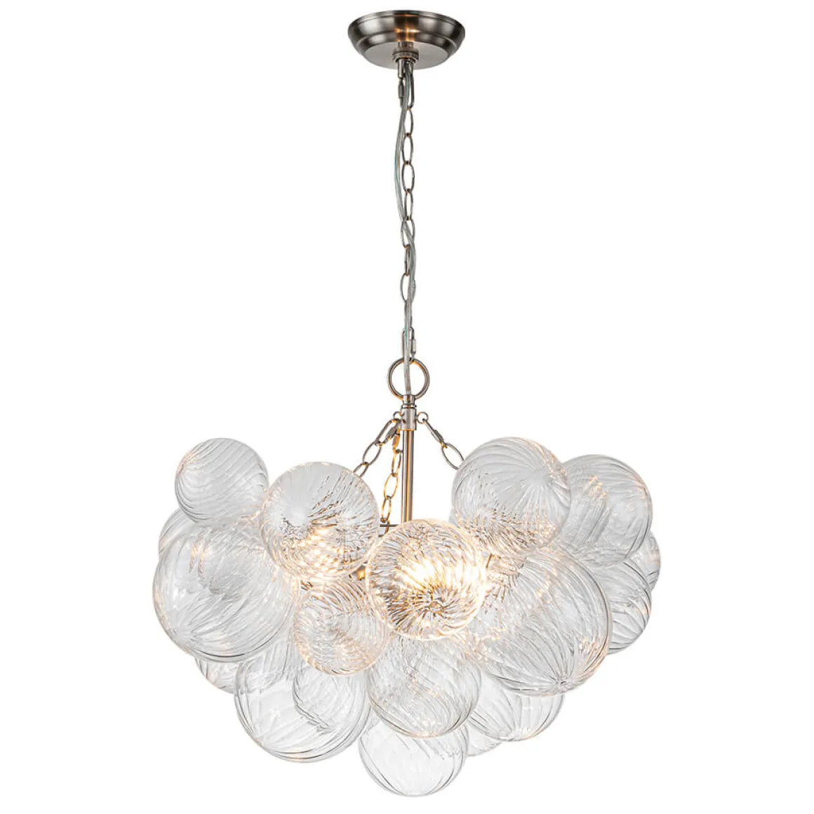 (OpenBox) Brass Cluster Ribbed Glass Globe Bubble Chandelier