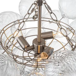 (OpenBox) Brass Cluster Ribbed Glass Globe Bubble Chandelier