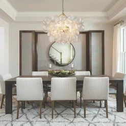 (OpenBox) Brass Cluster Ribbed Glass Globe Bubble Chandelier