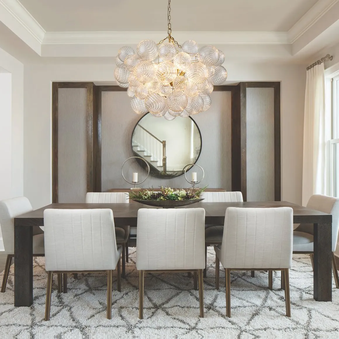 (OpenBox) Brass Cluster Ribbed Glass Globe Bubble Chandelier