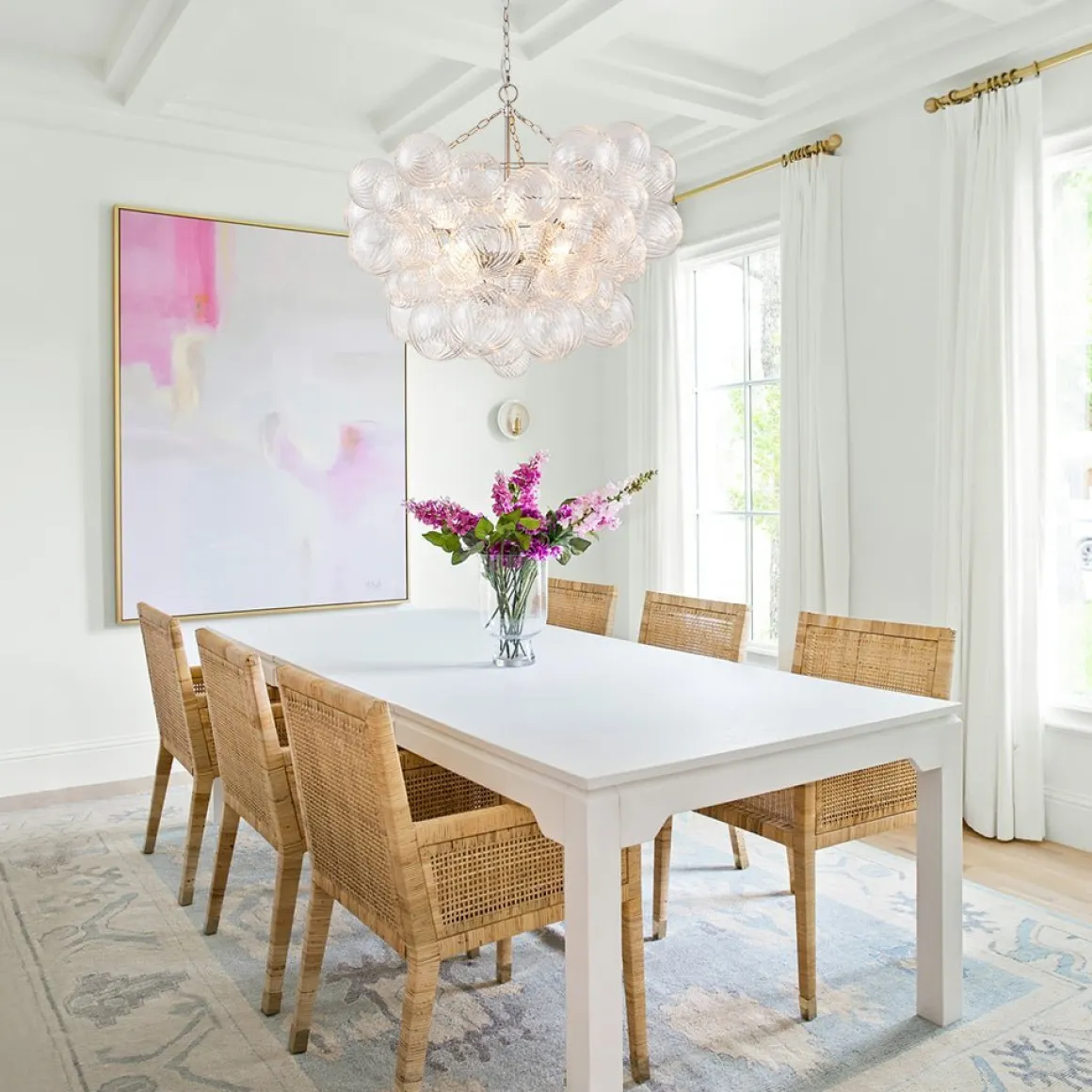 (OpenBox) Brass Cluster Ribbed Glass Globe Bubble Chandelier