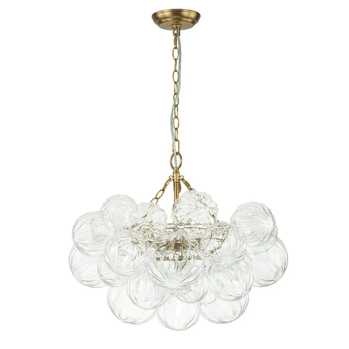 (OpenBox) Brass Cluster Sculpture Texture Glass Globe Bubble Chandelier