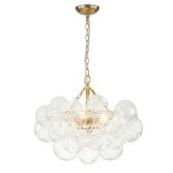(OpenBox) Brass Cluster Sculpture Texture Glass Globe Bubble Chandelier