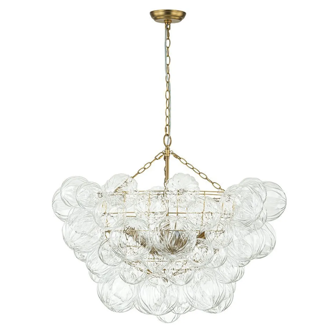 (OpenBox) Brass Cluster Sculpture Texture Glass Globe Bubble Chandelier