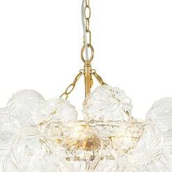 (OpenBox) Brass Cluster Sculpture Texture Glass Globe Bubble Chandelier