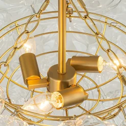 (OpenBox) Brass Cluster Sculpture Texture Glass Globe Bubble Chandelier