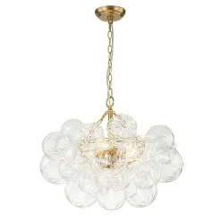 (OpenBox) Brass Cluster Sculpture Texture Glass Globe Bubble Chandelier