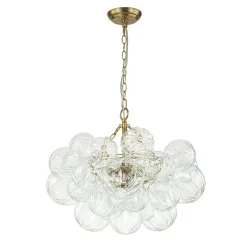 (OpenBox) Brass Cluster Sculpture Texture Glass Globe Bubble Chandelier