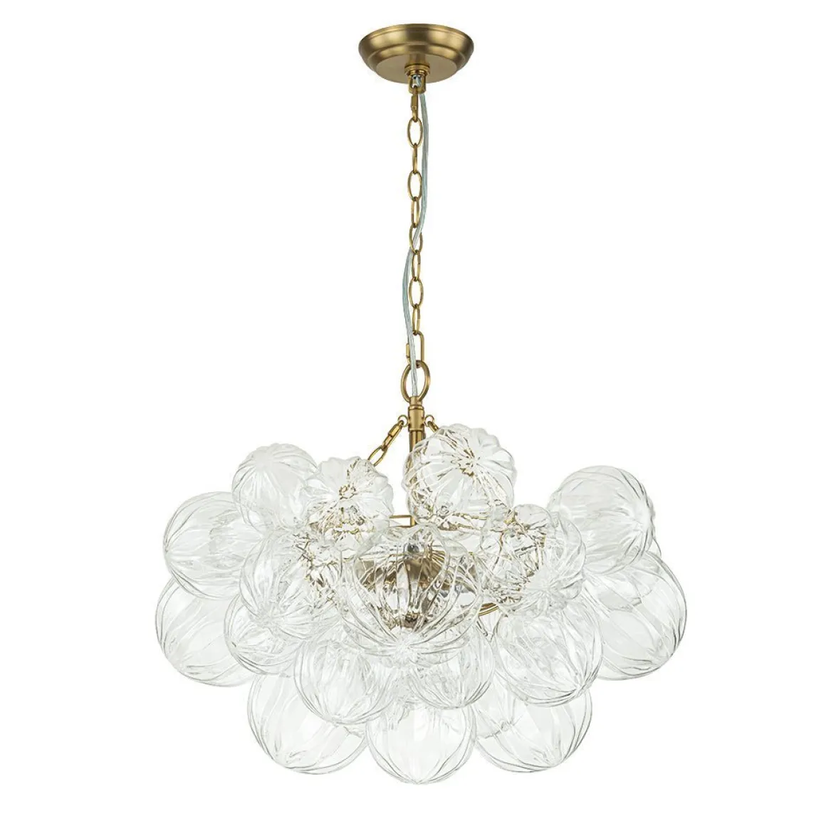 (OpenBox) Brass Cluster Sculpture Texture Glass Globe Bubble Chandelier