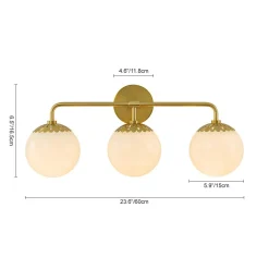 (OpenBox) Brass Daisy 3-Light Opal Glass Globe Vanity Light