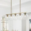 (OpenBox) Brass 5-Light Glass Globe Linear Pendant