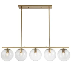 (OpenBox) Brass 5-Light Glass Globe Linear Pendant