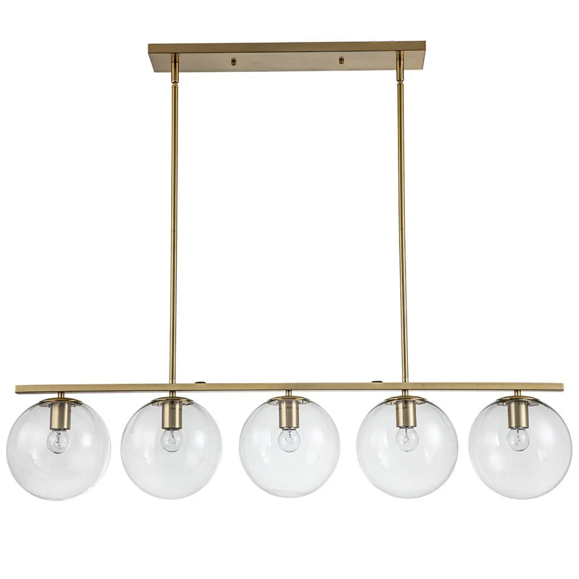 (OpenBox) Brass 5-Light Glass Globe Linear Pendant