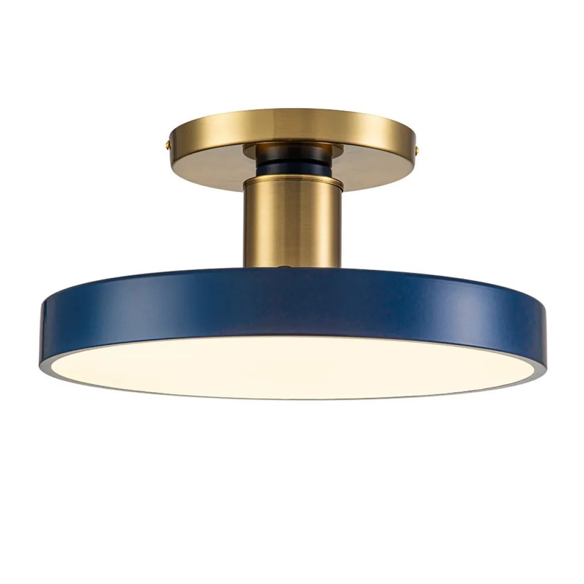 (OpenBox) Contemporary Brass Blue Round LED Semi Flush Lighting