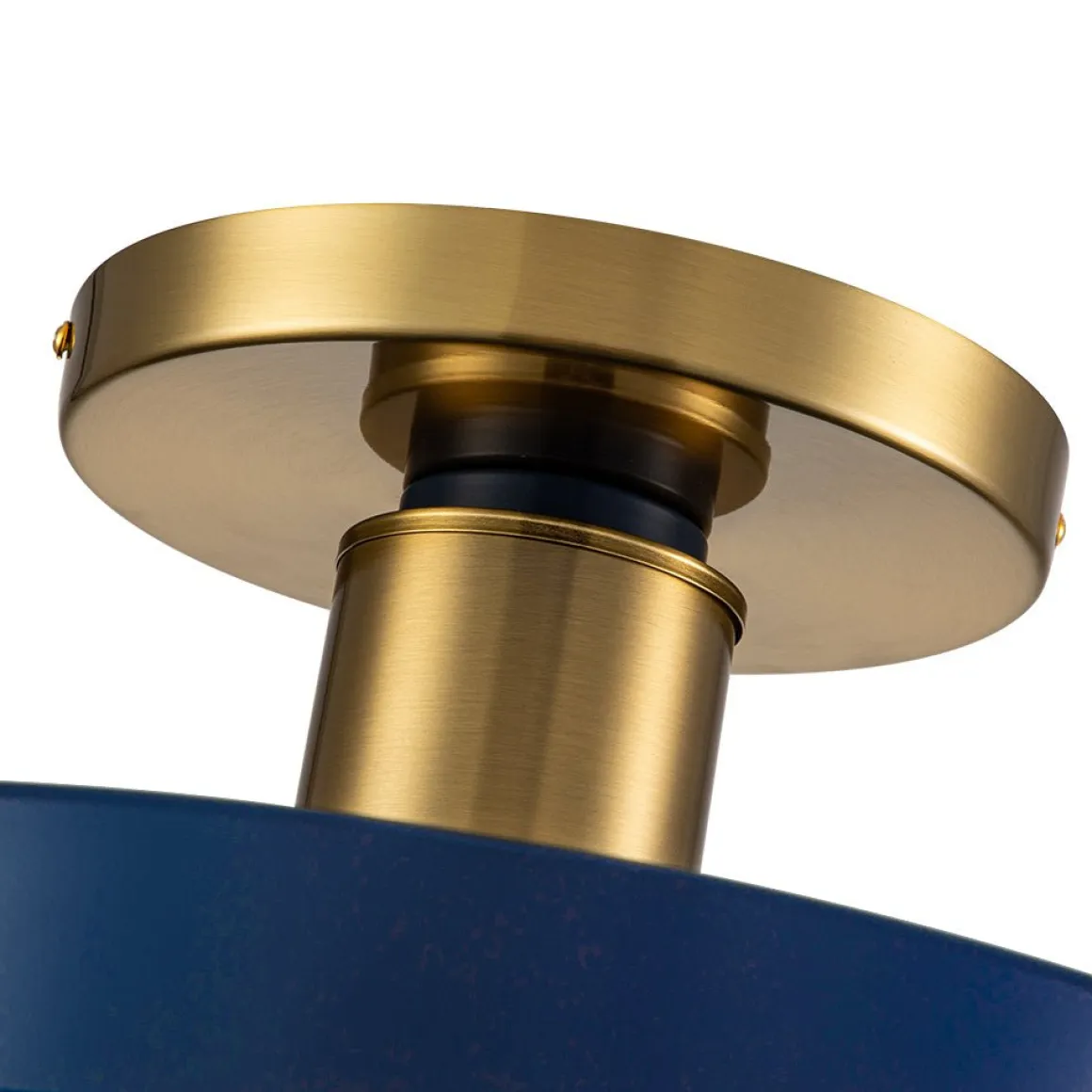 (OpenBox) Contemporary Brass Blue Round LED Semi Flush Lighting