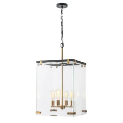 (OpenBox) Contemporary Glass Wide Square Lantern Pendant Chandelier