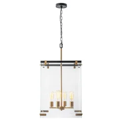 (OpenBox) Contemporary Glass Wide Square Lantern Pendant Chandelier