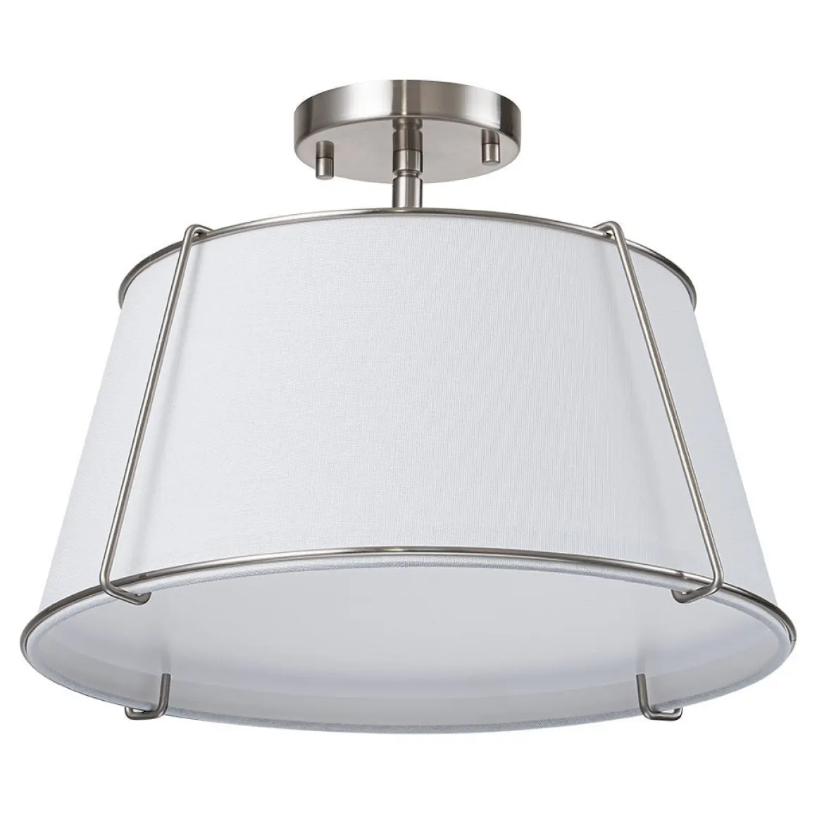 (OpenBox) Contemporary Wide Linen Drum Brass Semi Flush Mount