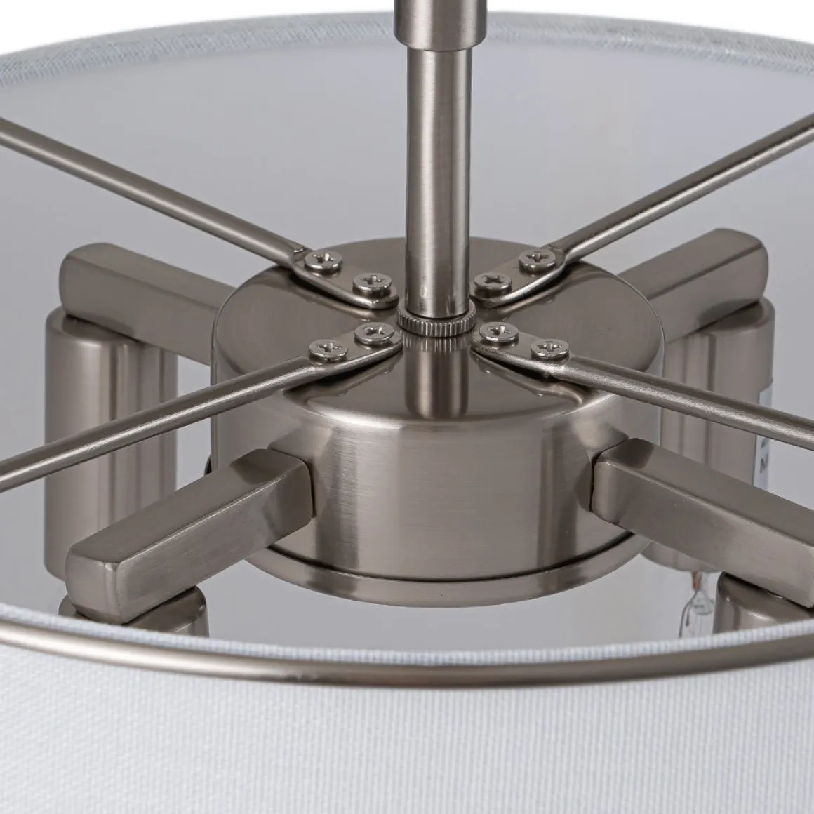 (OpenBox) Contemporary Wide Linen Drum Brass Semi Flush Mount