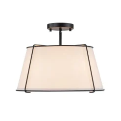 (OpenBox) Contemporary Wide Linen Drum Brass Semi Flush Mount