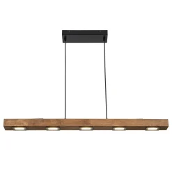 (OpenBox) Dimmable LED Linear Oak Wood Kitchen Island Pendant
