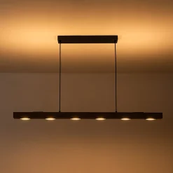 (OpenBox) Dimmable LED Linear Oak Wood Kitchen Island Pendant