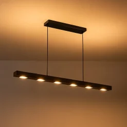(OpenBox) Dimmable LED Linear Oak Wood Kitchen Island Pendant
