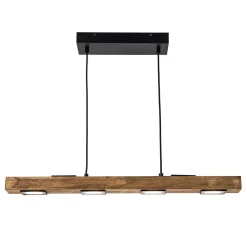 (OpenBox) Dimmable LED Linear Oak Wood Kitchen Island Pendant
