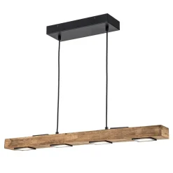 (OpenBox) Dimmable LED Linear Oak Wood Kitchen Island Pendant