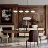 (OpenBox) Dimmable LED Walnut Wood Grain Linear Island Chandelier