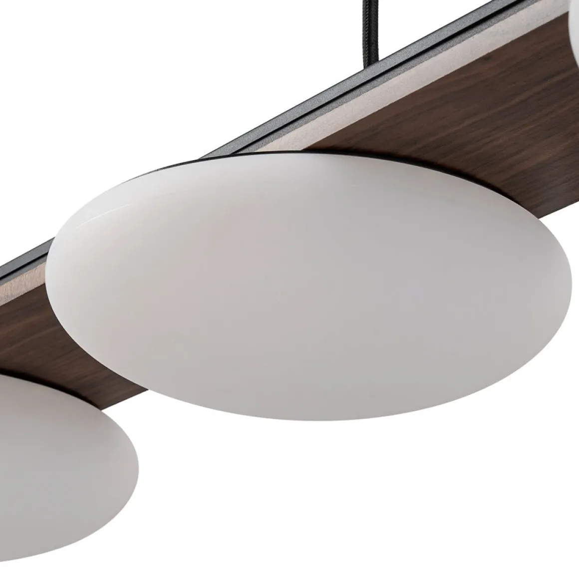 (OpenBox) Dimmable LED Walnut Wood Grain Linear Island Chandelier