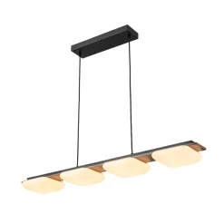 (OpenBox) Dimmable LED Walnut Wood Grain Linear Island Chandelier