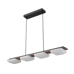 (OpenBox) Dimmable LED Walnut Wood Grain Linear Island Chandelier