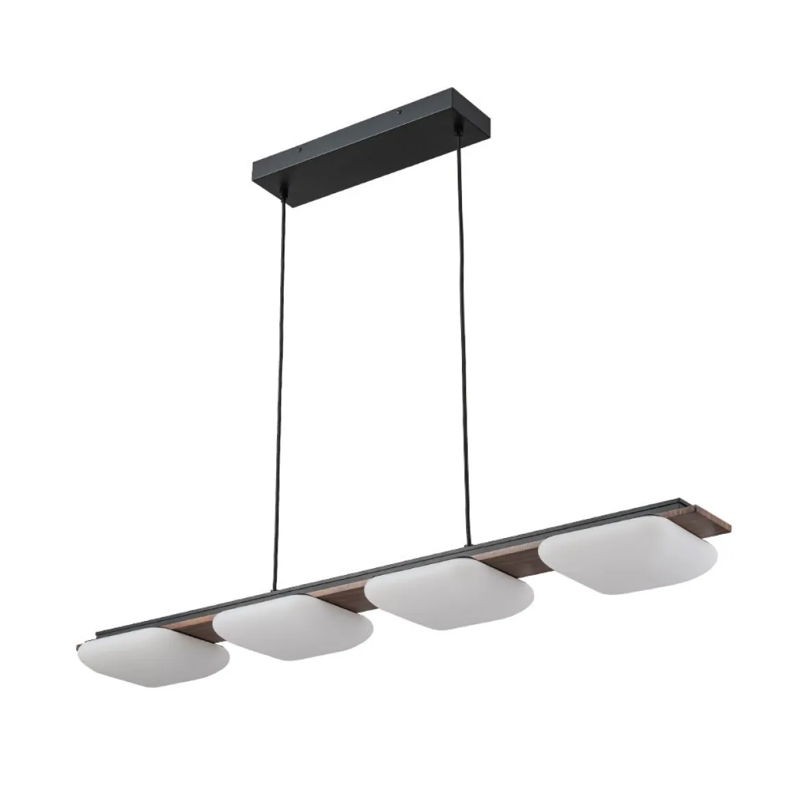 (OpenBox) Dimmable LED Walnut Wood Grain Linear Island Chandelier