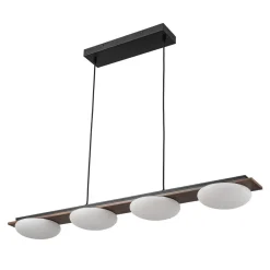 (OpenBox) Dimmable LED Walnut Wood Grain Linear Island Chandelier