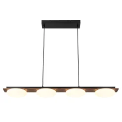 (OpenBox) Dimmable LED Walnut Wood Grain Linear Island Chandelier