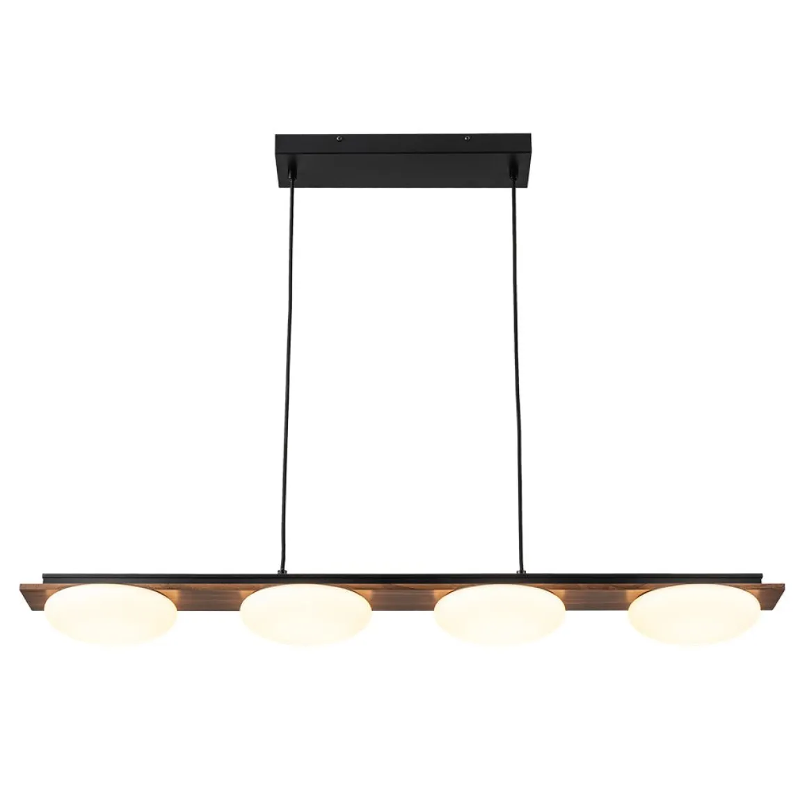 (OpenBox) Dimmable LED Walnut Wood Grain Linear Island Chandelier