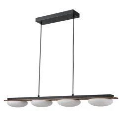 (OpenBox) Dimmable LED Walnut Wood Grain Linear Island Chandelier