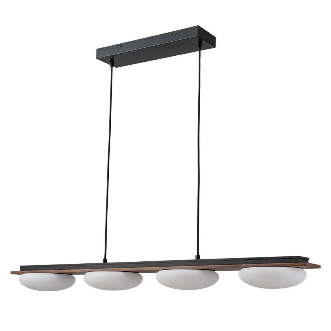 (OpenBox) Dimmable LED Walnut Wood Grain Linear Island Chandelier