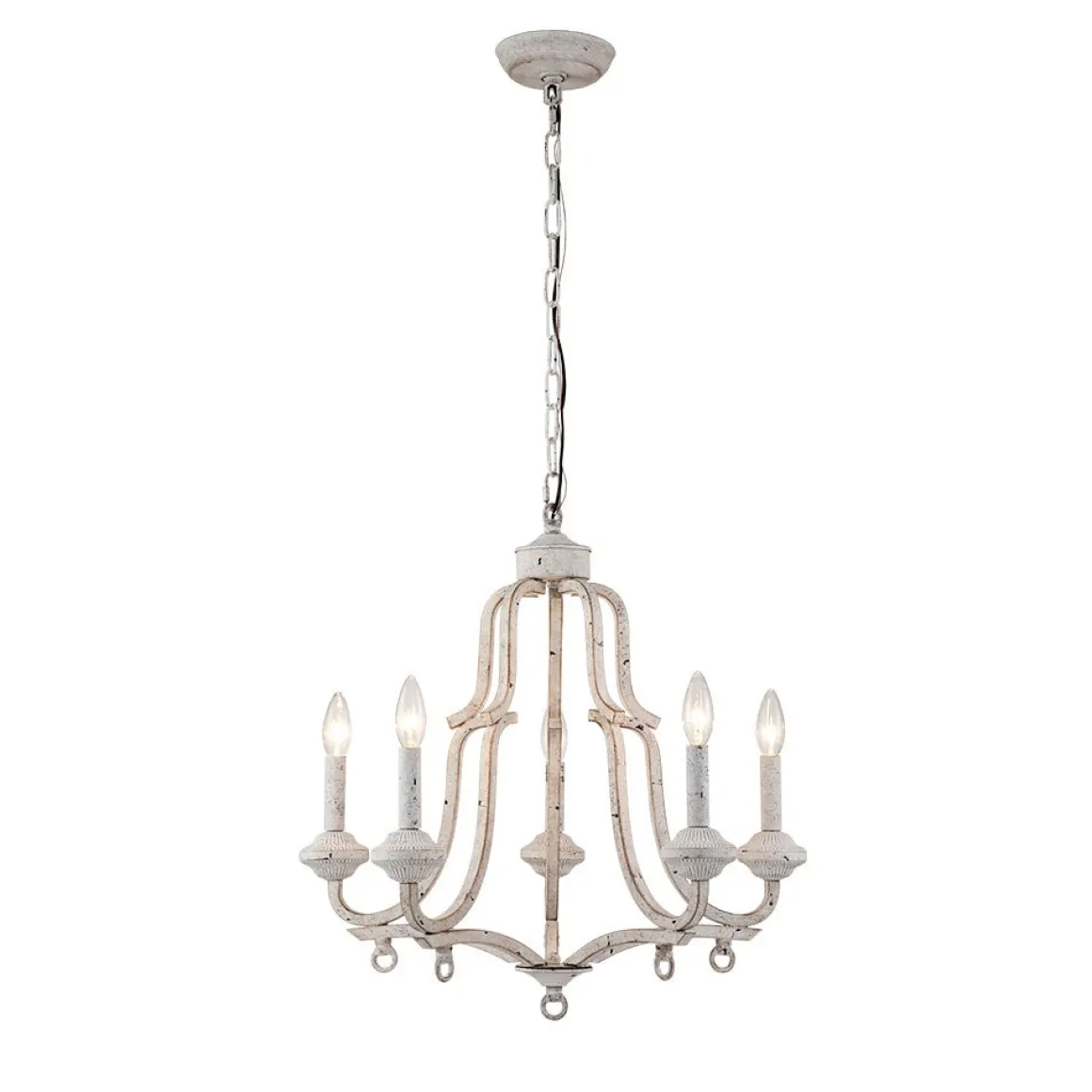 (OpenBox) Distressed White Shabby Chic Candle Style Chandelier