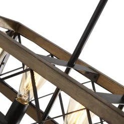 (OpenBox) Farmhouse 5-Light Rectangle Wood Chandelier