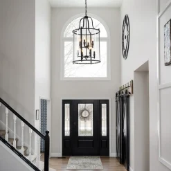 (OpenBox) Farmhouse Wide Clear Glass Cylinder Cage Pendant