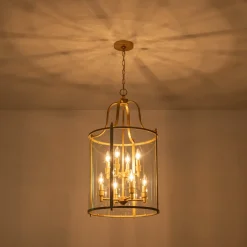 (OpenBox) Farmhouse Wide Clear Glass Cylinder Cage Pendant