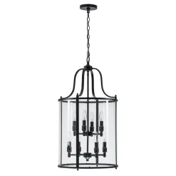 (OpenBox) Farmhouse Wide Clear Glass Cylinder Cage Pendant