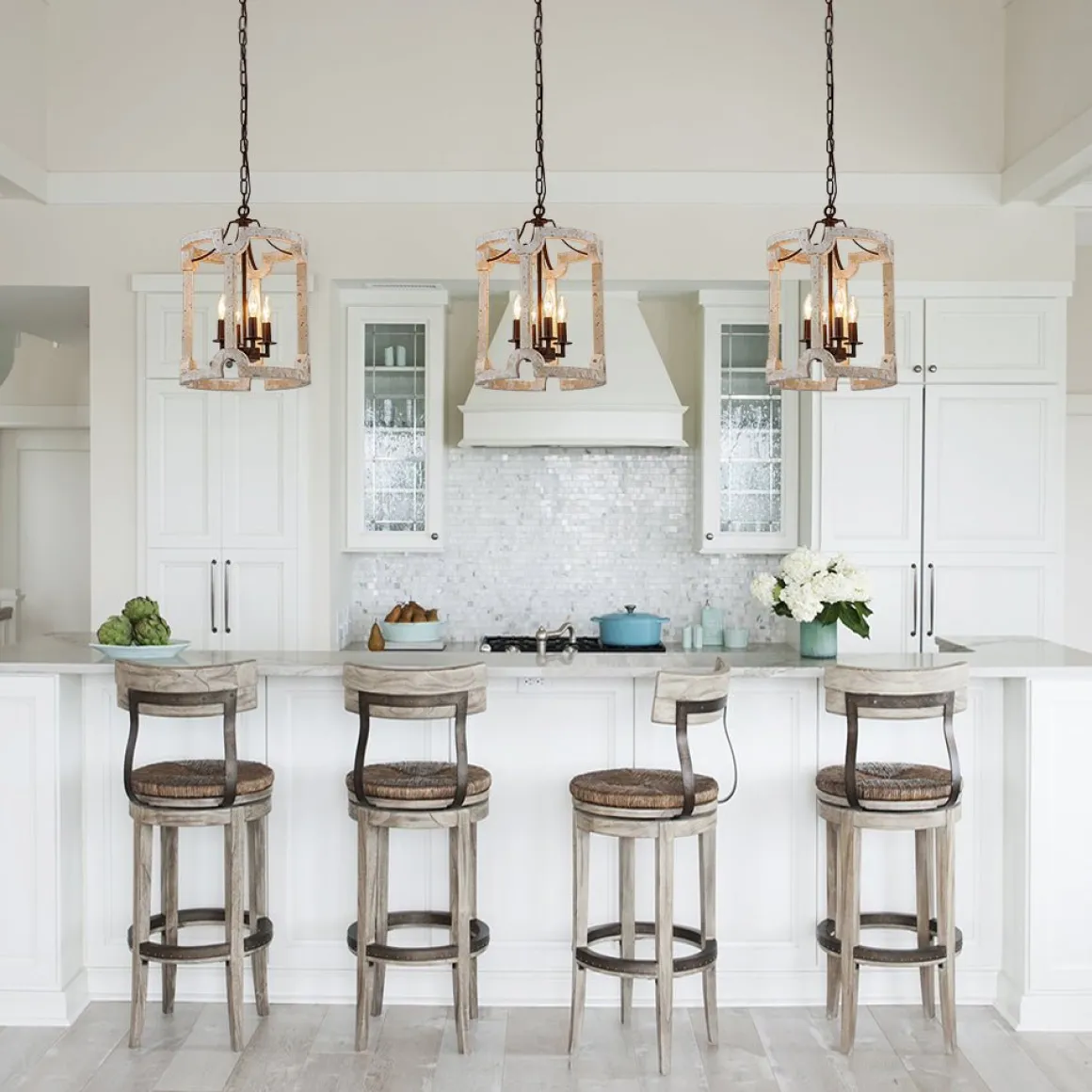 (OpenBox) Farmhouse Wood Cylinder Pendant Light