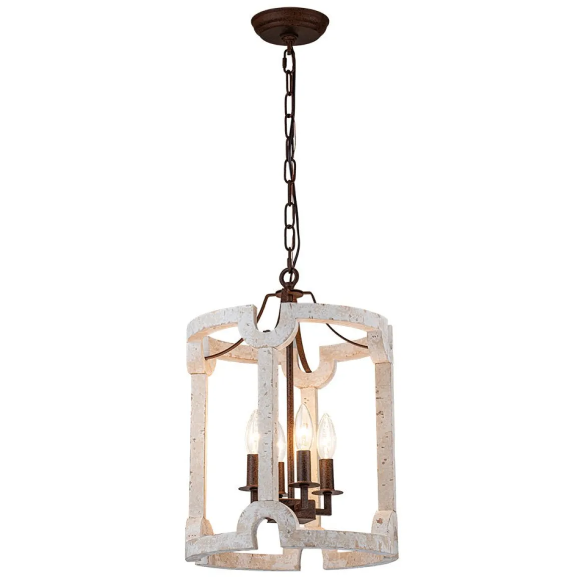 (OpenBox) Farmhouse Wood Cylinder Pendant Light