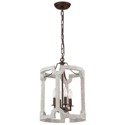 (OpenBox) Farmhouse Wood Cylinder Pendant Light